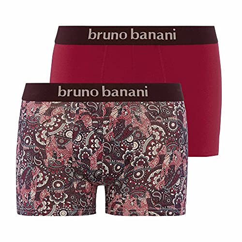bruno banani Herren Indo Elephant Boxershorts, Bordeaux/Cherry Print//Cherry, S (2er Pack)