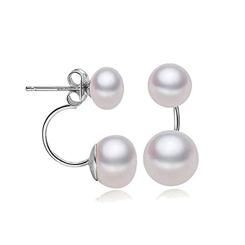 CAZARU Mode Perlen Ohrringe Schmuck Süßwasser Perle Oblate Perlen Ohrringe 925 Sterling Silber Doppel Ohrringe Schmuck