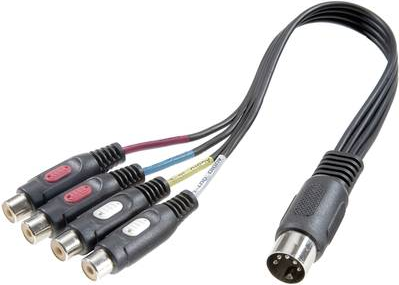 SpeaKa Professional Cinch / DIN-Anschluss Audio Y-Adapter [1x Diodenstecker 5pol (DIN) - 4x Cinch-Buchse] Schwarz (SP-7870300)