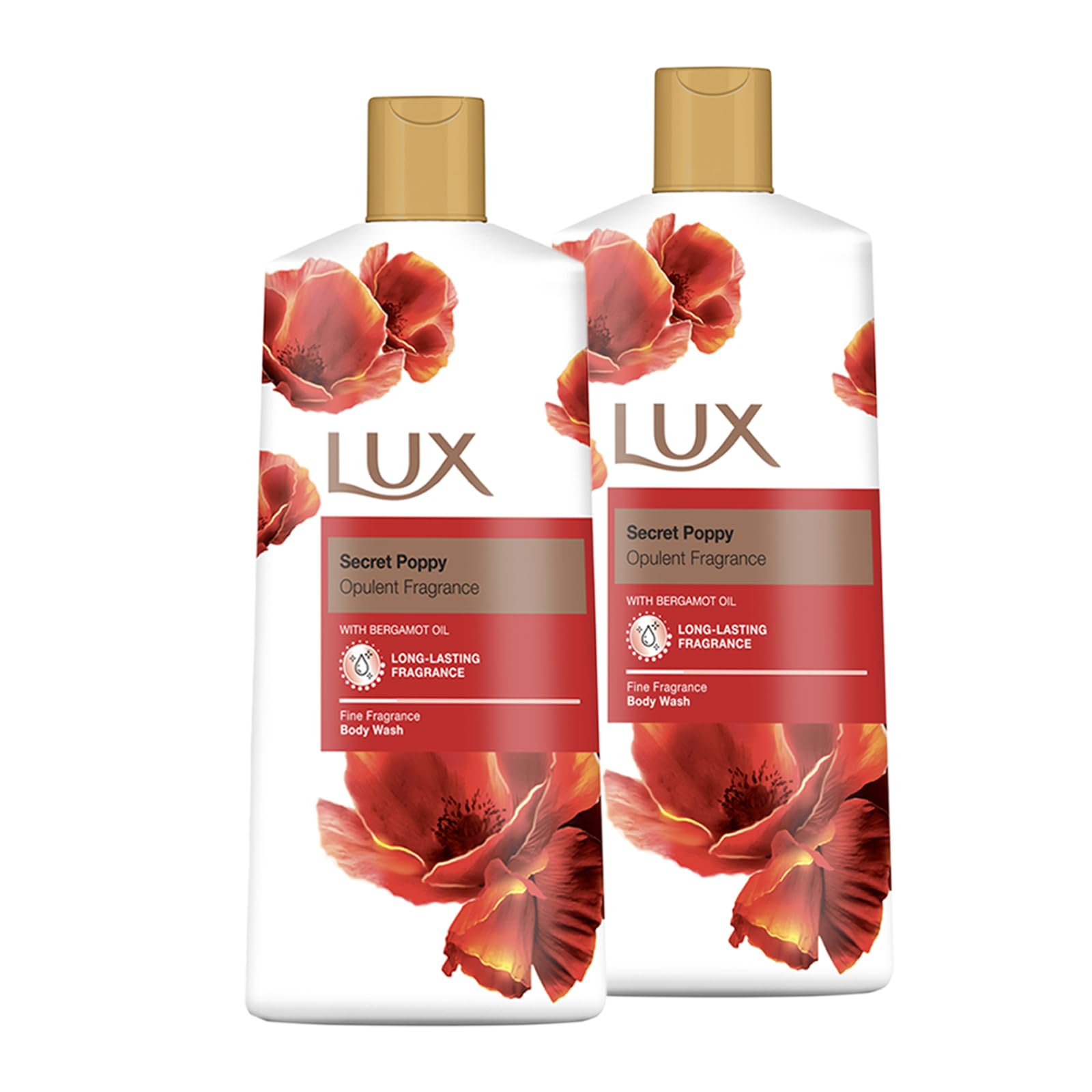 LUX Secret Poppy Body Wash mit Bergamotte-Öl Body Wash- Sanftes & beruhigendes Duschgel für Frauen & Männer, pflegender, aromatischer Badeschaum, essentiell für die Dusche - Packung mit 2x600 ml