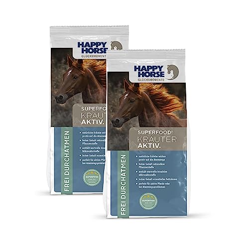 Happy Horse Superfood Kräuter Aktiv 2 x 14 kg - ❤️ Das leckere Pferdefutter im Vorteilspack. 100% Akzeptanzgarantie mit kleinsten Fütterungsmengen