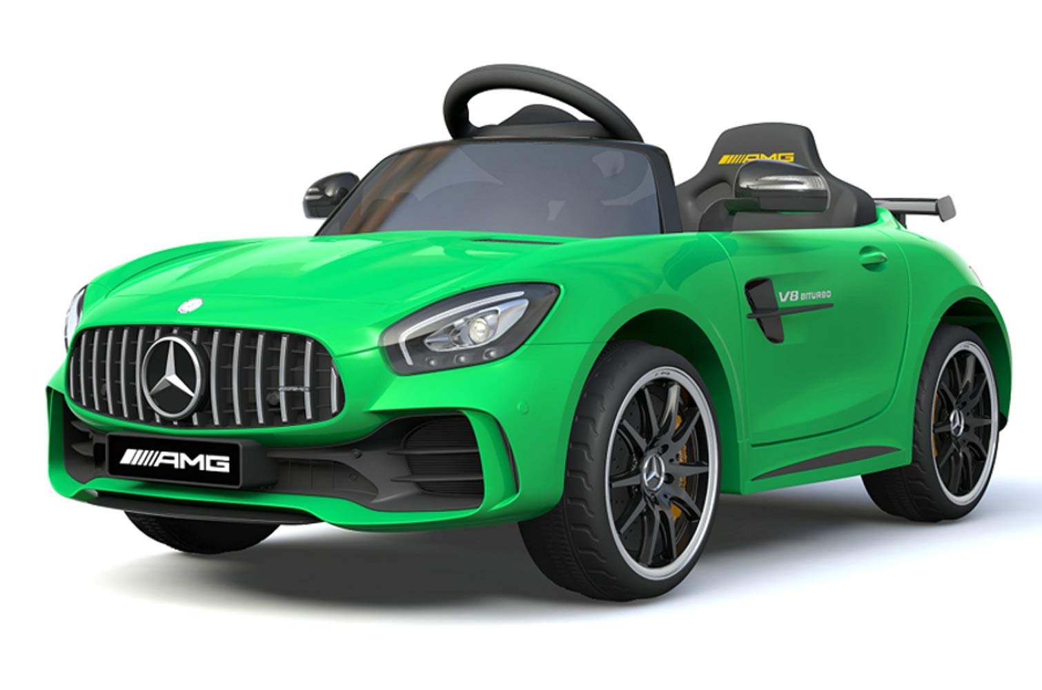 Kinderfahrzeug - Elektro Auto Mercedes GT R - lizenziert - 12V4,5AH, 2 Motoren- 2,4Ghz Fernsteuerung, MP3, Ledersitz+Eva (Grün)