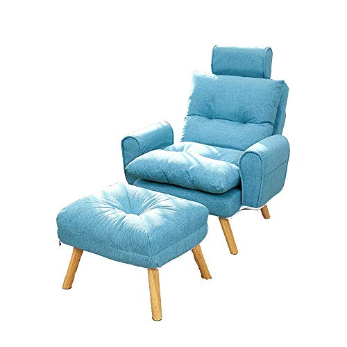 FUFU Deckchairs Lounge Chair, Verstellbarer Lazy Couch Chair Klappbarer Freizeitstuhl for die Mittagspause Office Balcony Home Klappbar (Color : Blue)