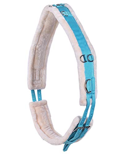 Arbo-Inox - Longiergurt - beidseitig einstellbar - mit Kunstfell - farbig (Pony, Hellblau)