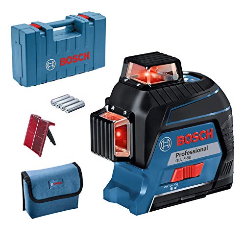 Bosch linienlaser gll 3-80 mit laserzieltafel + schutztasche im koffer - neue version