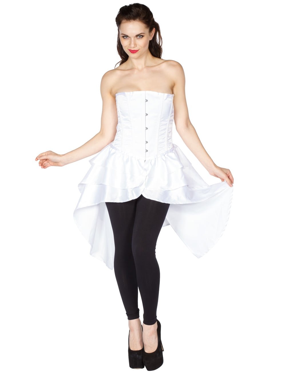 Das Kostümland Damen Corsage in Weiß - Mieder mit Schößchen-Rock - Größe L