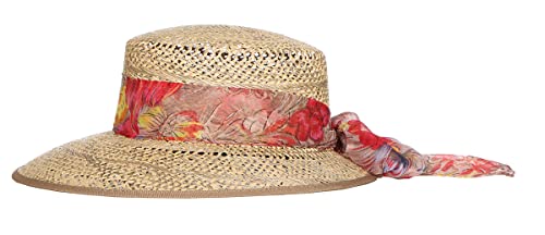 Gustav Müller Damen Ovaler Hut aus Seegras mit Chiffonband, Kopfgröße:56, Farben:Natur