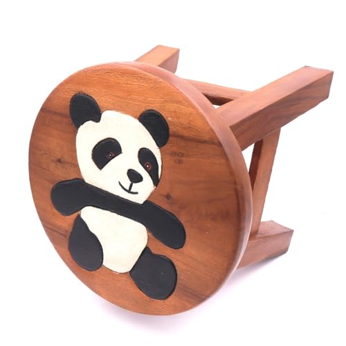 ROMBOL Handgefertigter Kinderhocker, Holz, Kinderhocker:Pandabär