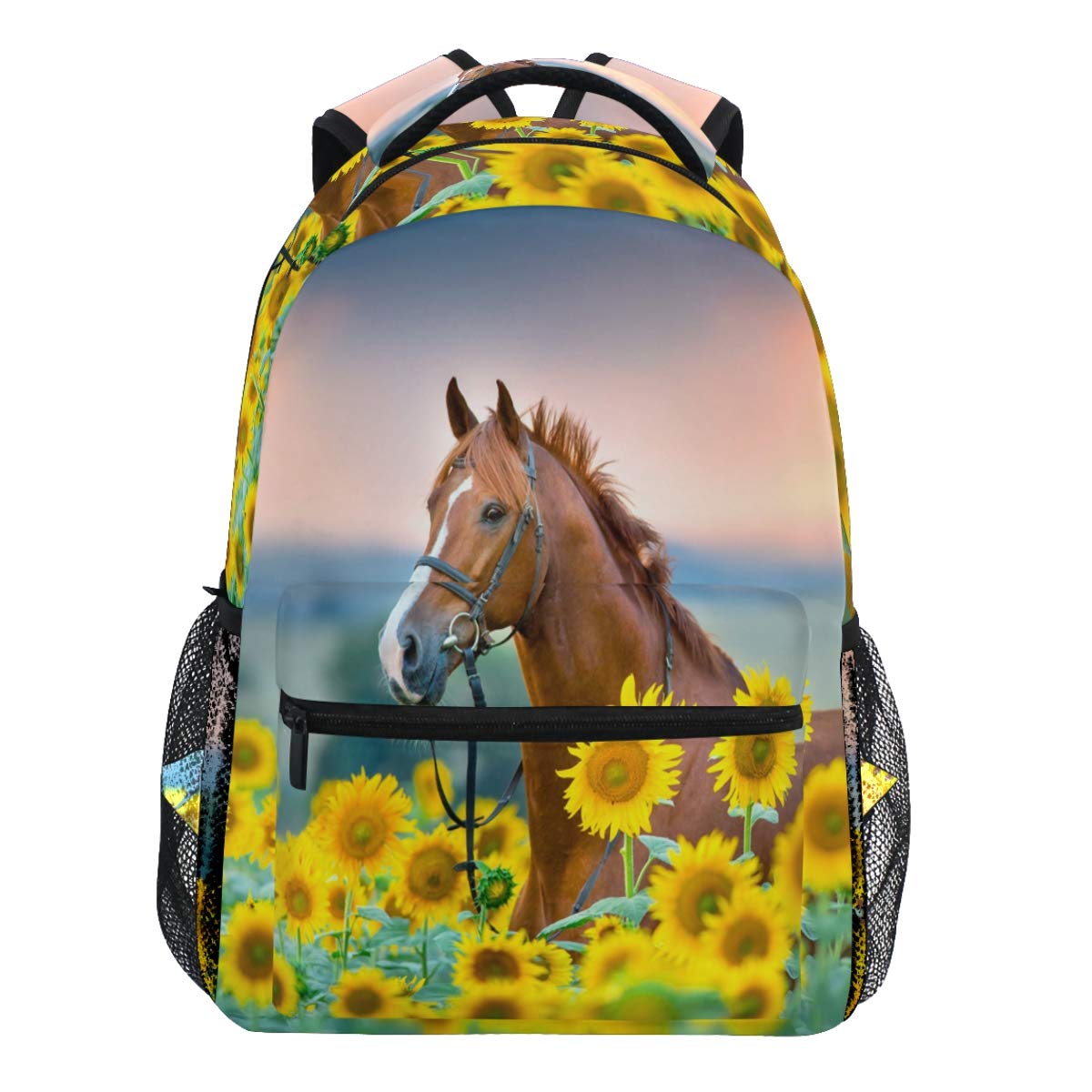 Oarencol 3D-Rucksack mit Sonnenblumen-Motiv, für Damen/Herren/Mädchen/Jungen