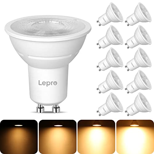 Lepro GU10 LED Warmweiss Dimmbar Lampe, 4,5W 345 Lumen Leuchtmittel, 2700K Warmweiß, Entspricht 50W Halogenlampen, 38° Abstrahlwinkel, Energiesparend, GU 10 LED Dimmbar Glühbirne, 10er Pack