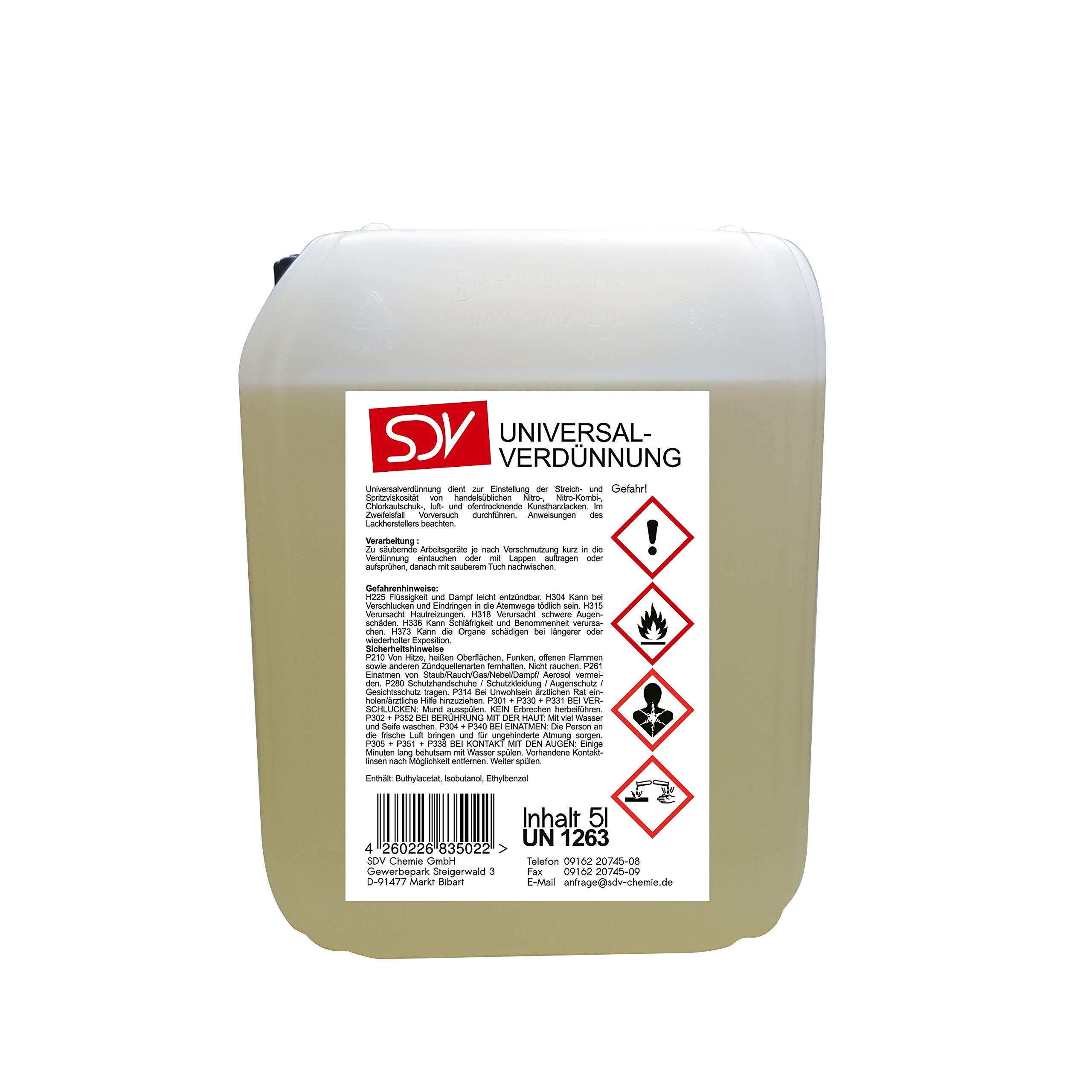SDV Chemie Universalverdünnung 1x 5 Liter 5L Nitroverdünnung Waschverdünnung Lackverdünner