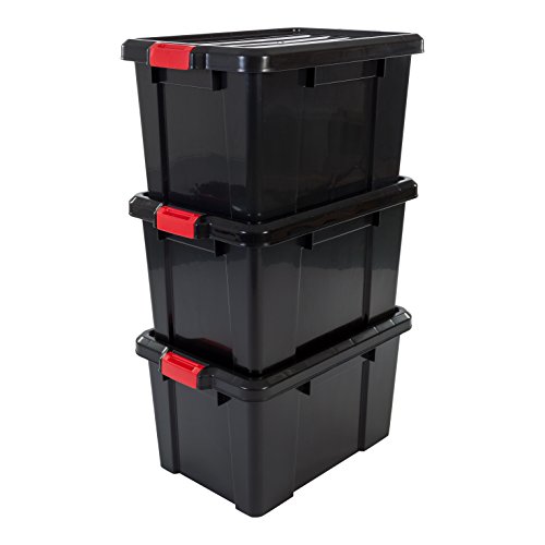 IRIS, 3er-Set Aufbewahrungsboxen 'Power Box', SK-450, mit Klickverschlüssen, Plastik, schwarz, 50 L, 59 x 38,5 x 32 cm