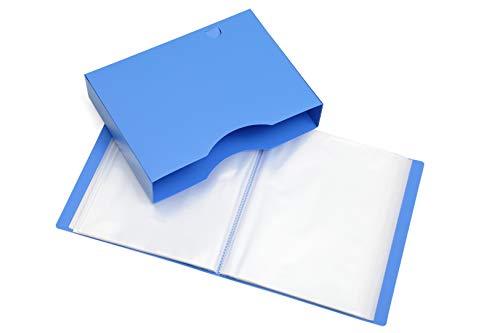 A4 Präsentationsmappe - Aktenmappe mit 150 Hüllen 300/Seiten - Aufbewahrungsbox Portfoliomappe mit Kunststoffhüllen - Polytaschenmappe - by ARPAN(blau)
