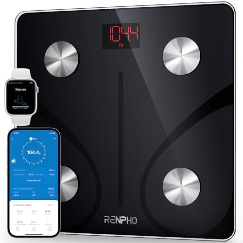 RENPHO Körperfettwaage Digital Personenwaagen Bluetooth Körperanalysewaage mit APP Smart Waage für Körperfett, BMI, Gewicht, Muskelmasse, Wasser, Protein, Skelettmuskel, Knochengewicht, BMR