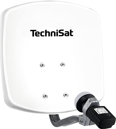 TechniSat DIGIDISH 33 – Satelliten-Schüssel für 1 Teilnehmer (33 cm kleine Sat Anlage - Komplettset mit Wandhalterung und Satfinder V/H-LNB) weiß