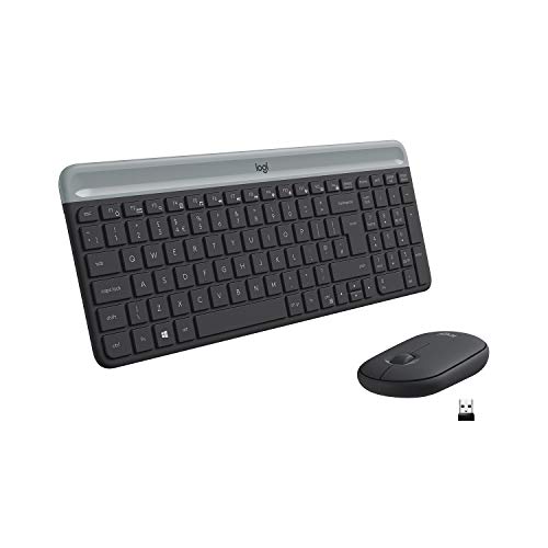 Logitech Slim Wireless Combo MK470 - Tastatur-und-Maus-Set - AZERTY - Belgien - Graphite