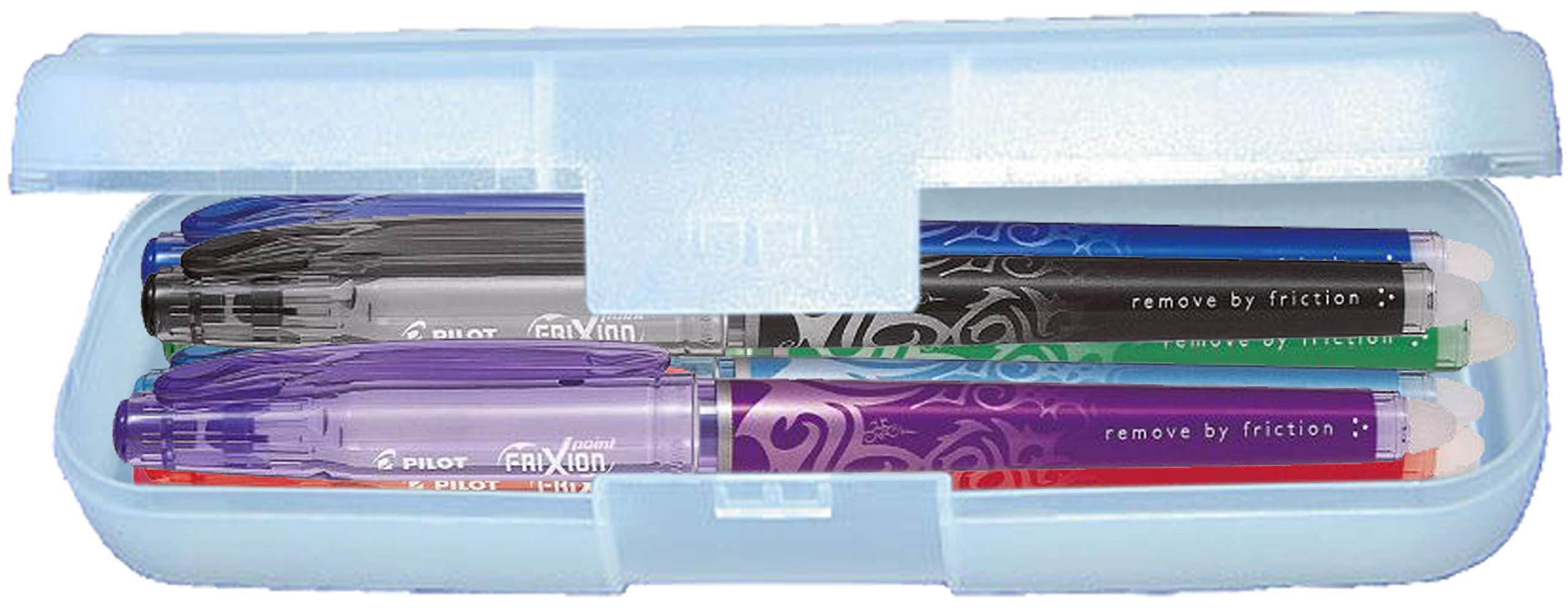 PILOT Tintenroller FRIXION Point, Etui 7er komplett Set Profi, Farben schwarz, blau, rot, grün, hellblau, violett, pink