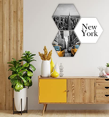 MyMaxxi | Wall Art Hexagon Wand Deko Bilder Set Skyline | New-York S 25x22cm groß | Geometric Wall Collage als Acrylglas Bild | Wandbilder Wanddekoration | modern aesthetic deko