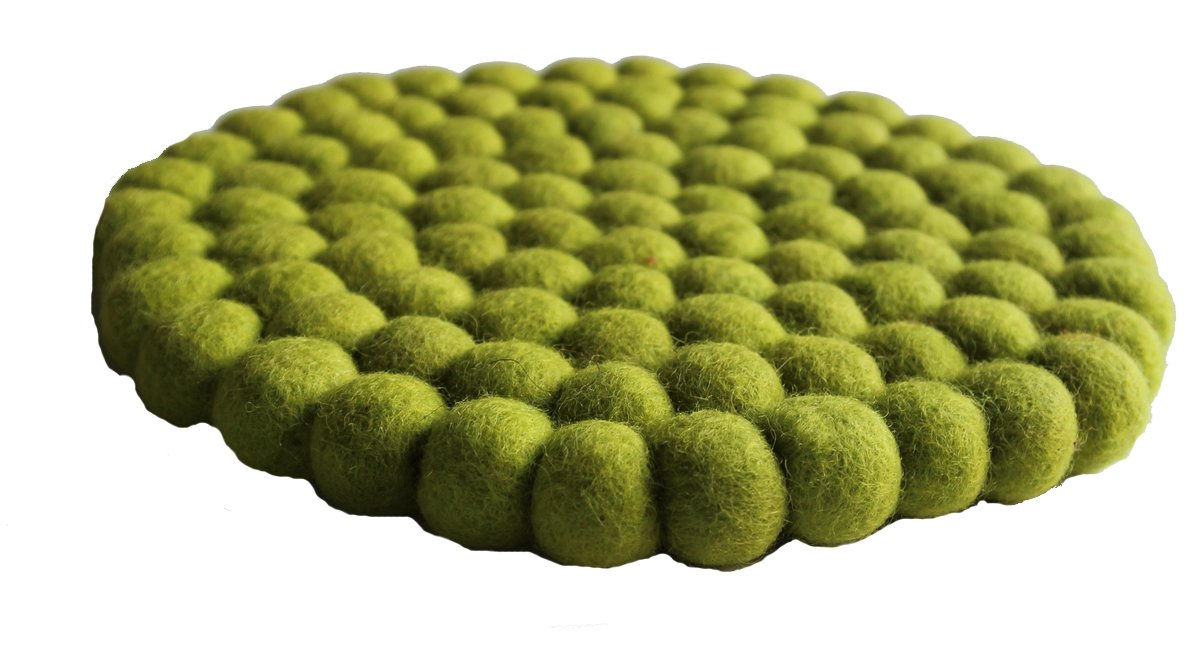 Maharanis Filz Untersetzer Topf Untersetzer apfelgrün 22 cm handgefertigt aus reiner Wolle