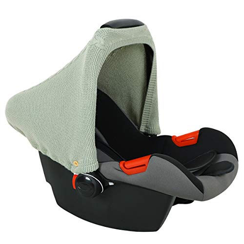 Petyoung Babyautositzbezug Gestrickter Dehnbarer Kinderwagenbezug 180-Grad-Abdeckung Autositz-Baldachin um Ihr Baby Gemütlich Und Warm zu Halten