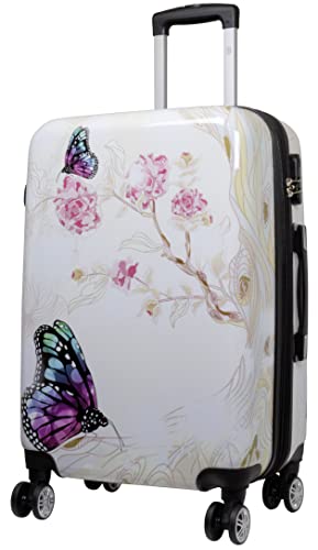 Trendyshop365 Bunter Hartschalen City-Koffer Motiv Schmetterling Bedruckt - 67 Zentimeter 62 Liter 4 Rollen Butterfly