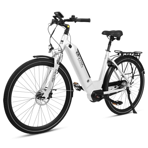 AsVIVA E-Bike Hollandrad B14 I 28 Zoll Pedelec in weiß oder grau I hochwertiges Elektrobike mit extra starkem Akku I City-Fahrrad mit Mittelmotor für Damen & Herren (55, Weiß)