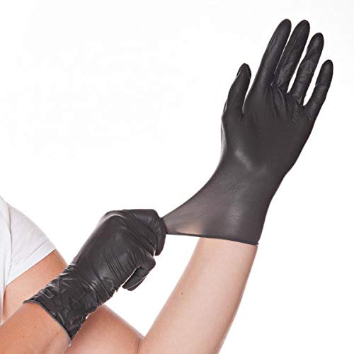 Latex-Handschuh puderfrei, Premium-Tattoo-Handschuh schwarz, Einmal-Handschuh, Kosmetik-Handschuh, Einweg-Handschuh, Größe:S