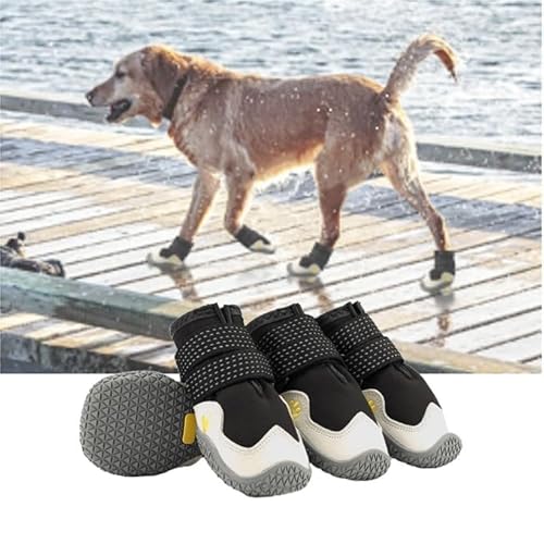 Gehanico Hunde Socken Anti Rutsch Weicher Verstellbarer Pfotenschutz für Alter Hund für den Innenbereich auf Hartholzböden Doppelseitige Griffe (8,Schwarz)