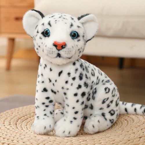 SHUOHONG Kawaii Leopard Plüschpuppe Stofftier Spielzeug Schneeleopard Kinder Junge Geburtstagsgeschenk 28 cm 1