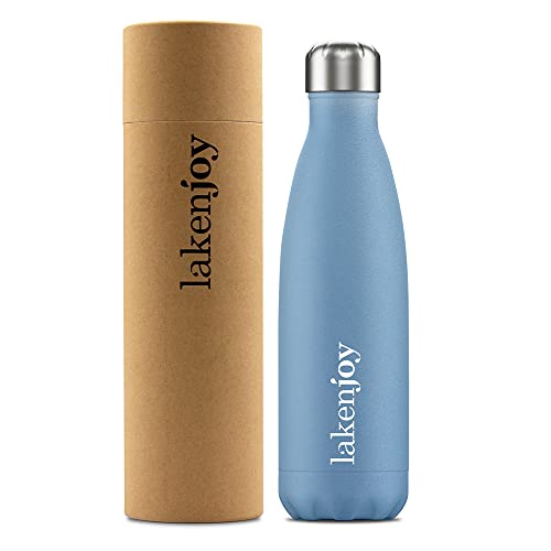 Laken Laken Joy Thermosflasche aus Edelstahl, schmale Öffnung, Thermosflasche mit doppelter Isolierung, 12 Stunden Wärme und 24 Stunden kalt, 500 ml, Blau