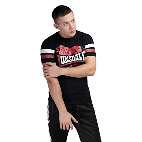 Lonsdale Men's KILMINGTON T-Shirt, Black/Red/White, L
