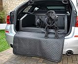 Mayaadi Home Premium Hundebett - 110 x 90 cm - Hochwertiger Autositz für Deinen Hund - Autohundebett mit Schutzdecke - Kofferraum Bett Hunde - Kunstleder - Travel - Schwarz - XL