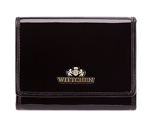 WITTCHEN Geldbörse aus Rindsleder | Kollektion: Verona | verschließt mit Druckknopf | aus hochwertigen Materialien | elegant und klassisch | Schwarz | 12x9.5 cm