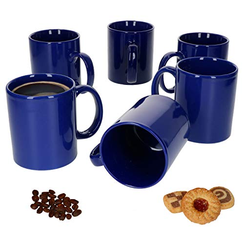 Van Well 6x Kaffeetassen in Blau I Zylindrisch I Moderner Stil I Ø 8,3 cm I 375 ml I Tee-Pott I Einfarbige Kaffeebecher