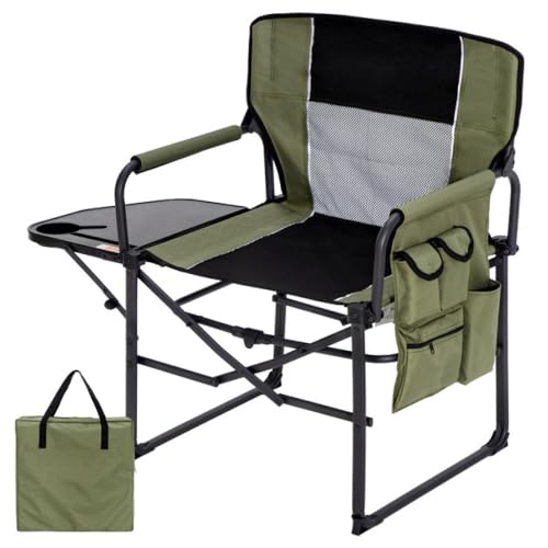 SAMEZA Outdoor-Campingstuhl, mit Beistelltisch und Getränkehalter, tragbarer, Leichter Klappstuhl, grün, Vereinigte Staaten