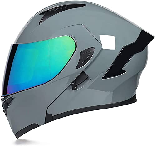 Klapphelm Motorradhelm Modularer Helmet Integralhelm Doppelvisier Kopfschutz Schutzhelm Für Mofa Chopper Klapphelme Full Face Motorrad Helm,DOT/ECE Zertifiziert (Color : F, Größe : 2XL=63-64cm)