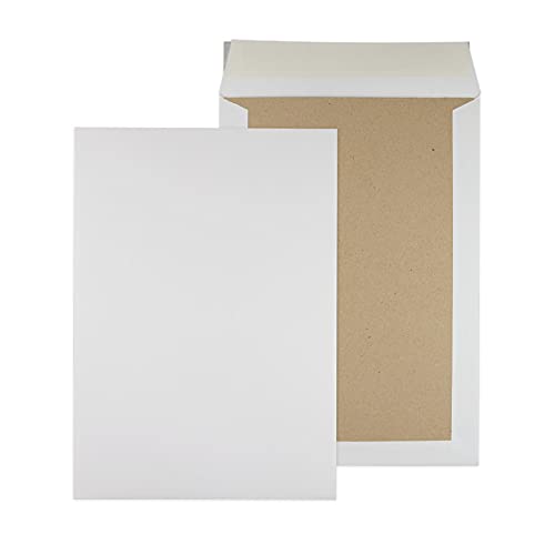 Papprückwandtaschen Versandtaschen B4 C4 | braun oder weiß | Diverse Formate | mit oder ohne Fenster (C4 229x324 mm, 50 Stück, weiß - ohne Fenster)