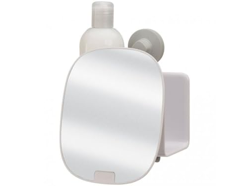 Joseph Joseph EasyStore Kompakte Duschablage mit verstellbarem Spiegel – Weiß