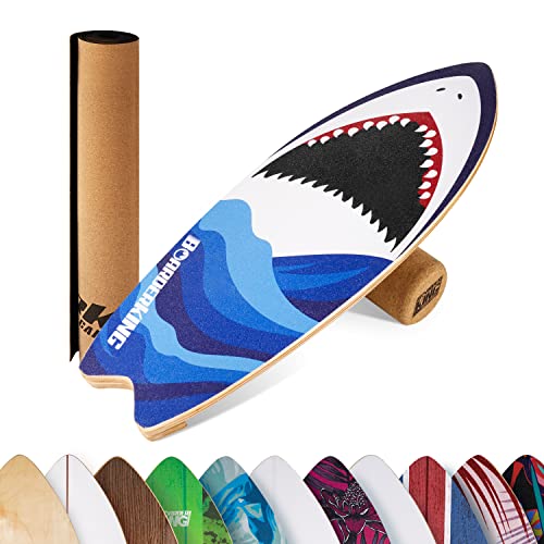 BoarderKING Indoorboard Wave - Skateboard Surfboard Trickboard Balanceboard Balance Board (Shark (100 mm x 33 cm (Ø x L))