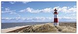 ARTland Spritzschutz Küche aus Alu für Herd Spüle 120x50 cm (BxH) Küchenrückwand mit Motiv Strand Nordsee Meer Dünen Himmel Leuchtturm Sylt Maritim T9ML