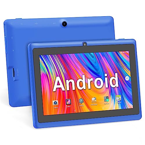 Haehne 7 Zoll Tablet PC, Google Android 4.4, A33 Quad Core, 512MB RAM 8GB ROM, Dual Kameras, WiFi, Bluetooth, für Erwachsener Kinder, Blau