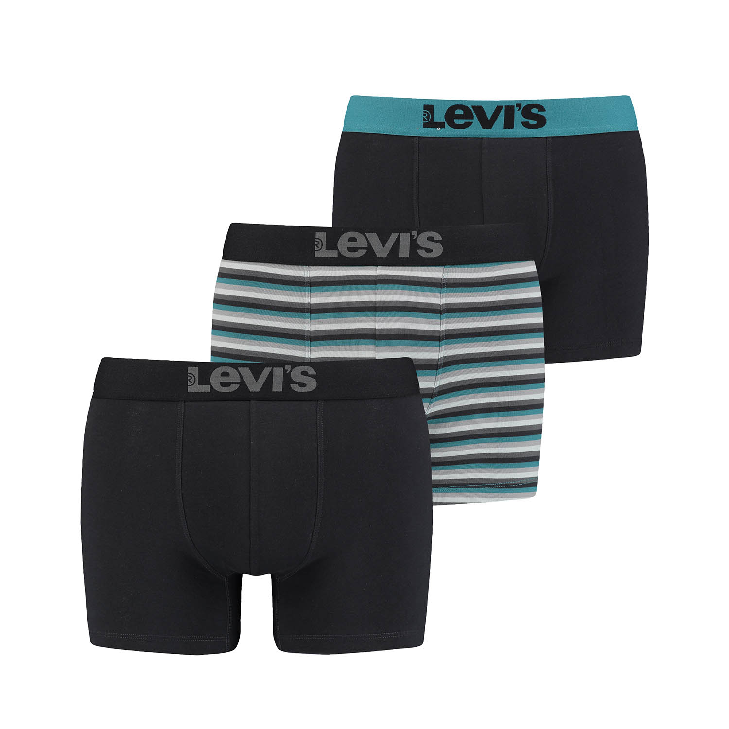 Levi's Mens Yarn-Dyed Multicolour Stripe Men's Briefs Giftbox Boxer Shorts, 3er Pack, Black Combo, M