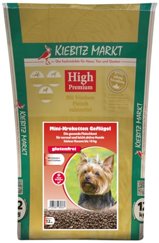 Kiebitzmarkt High Premium Hundefutter Trockenfutter Mini-Kroketten Geflügel (Geflügel, 12 kg)