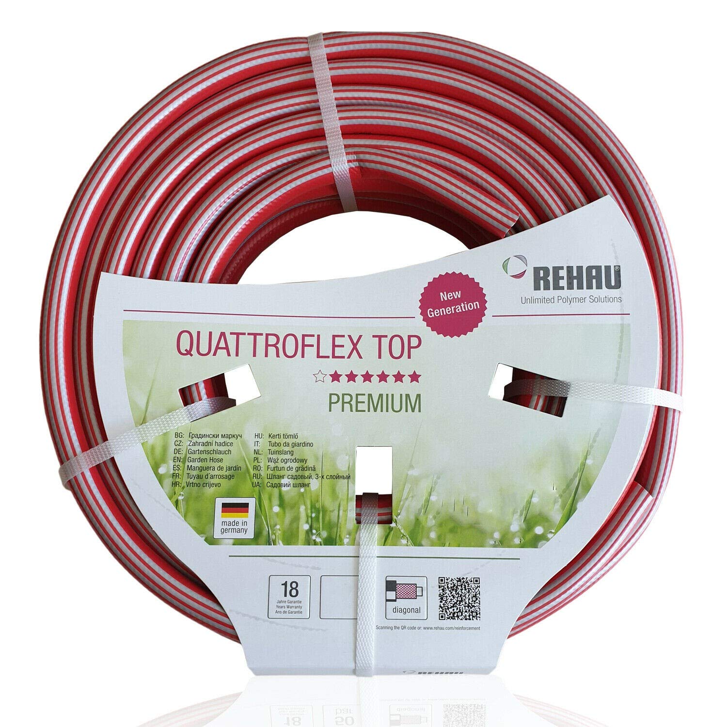 REHAU Premium-Gartenschlauch QUATTROFLEX TOP 1/2 Zoll 50m: sehr flexibel, kein verdrehen, extrem druckfest