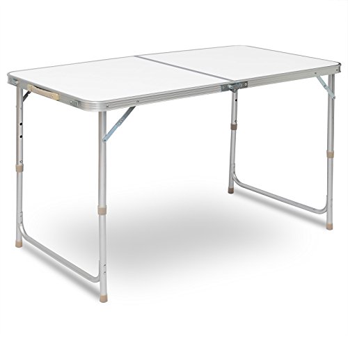 eSituro Campingtisch Reisetisch zusammenklappbar Pickniktisch höhenverstellbar 120x60x55-62-70cm, Tischplatte aus MDF, Weiß
