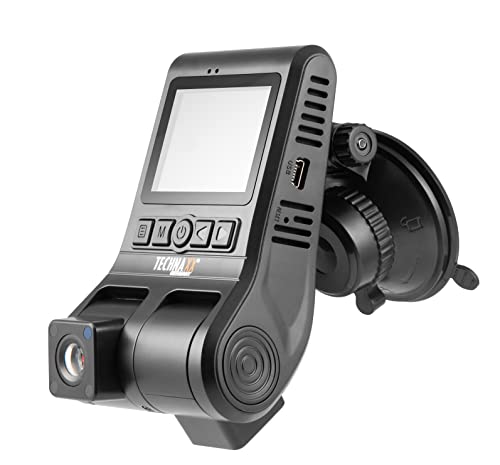 Technaxx FullHD Dual Dashcam für das Auto mit 120° Front- und 80° Innenkamera - Akku, Medienwiedergabe, Bewegungserkennung, Parküberwachung, Tonaufzeichnungen mit Mikrofon - Auto Kamera TX-185