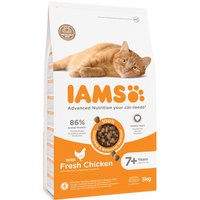 IAMS for Vitality Senior Katzenfutter trocken - Trockenfutter für ältere Katzen ab 7 Jahren mit frischem Huhn, 3 kg