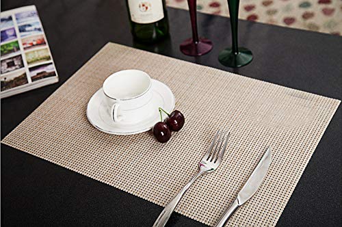 Homieco 6er Set Platzsets rutschfest Abwaschbar Tischmatten PVC Gewebte Tischsets Hitzebeständig Platzdeckchen Platz-Matten für Küche Speisetisch