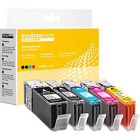 Schäfer Shop Select Tintenpatronen, ersetzt Canon PGI-570PGBK XL/CLI-571 XL CMYK, Mixpack, cyan, magenta, gelb, schwarz, schwarz-pigmentiert