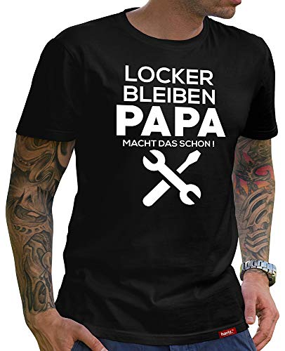 HARIZ Herren T-Shirt Papa Collection 36 Designs Wählbar Schwarz Vatertag Weihnachten Männer Geschenk Karte Urkunde Papa02 Macht Das Schon 3XL